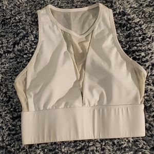 Fabletics white mesh sports bra crop top